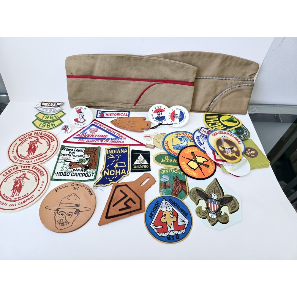 Vintage‎ boyscout hat and patch lot BSA